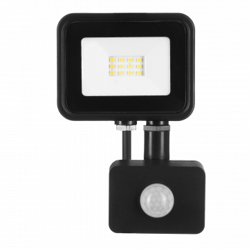 LED Floodlight 10W PIR 230V IP44 BLACK neutral white light TYPE: NAS-10WNPIR