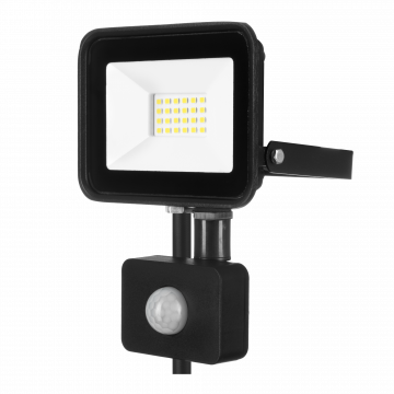 LED Floodlight 20W PIR 230V IP44 BLACK neutral white light TYPE: NAS-20WNPIR