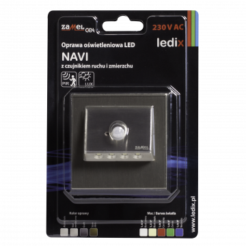 NAVI LED lamp flush mounted 230V AC motion sensor steel cold white TYPE: 11-222-21