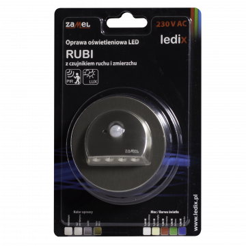 RUBI LED lamp flush mounted 230V AC motion sensor steel cold white TYPE: 09-222-21