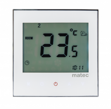 Programmierbarer Touchscreen-Temperaturregler Unterputz Sensor 2,5m, logo Matec, biały TYP: RTD-02-BIA