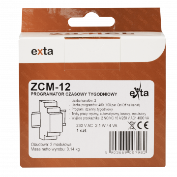 DIGITAL PROGRAMMABLE TIME RELAY WEEKLY 230 VAC 16A TYPE: ZCM-12