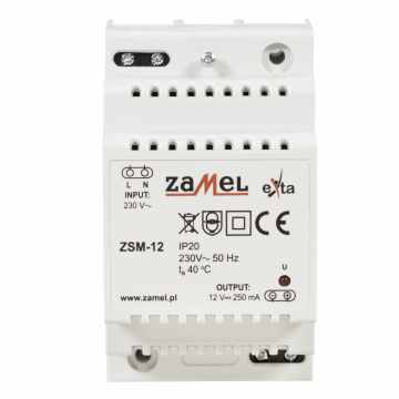 STABILIZED POWER SUPPLIER 12V DC 0,25A TYPE: ZSM-12