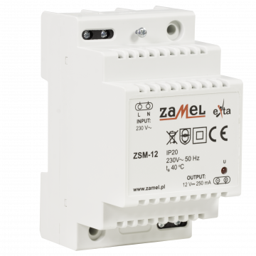 STABILIZED POWER SUPPLIER 12V DC 0,25A TYPE: ZSM-12