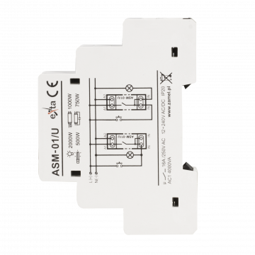 STAIRCASE TIME DELAY SWITCH 12-240V AC/DC TYPE: ASM-01/U