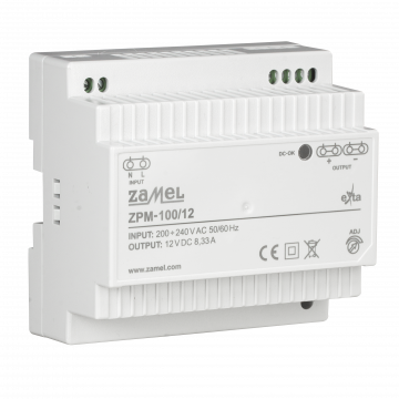 SWITCHED-MODE POWER SUPPLY 12V DC, 100W, TH-35 TYP: ZPM-100/12