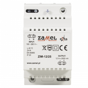 SWITCHED-MODE POWER SUPPLY 12V DC 2,0A TYPE: ZIM-12/25