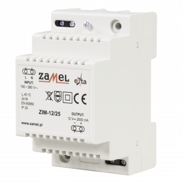 SWITCHED-MODE POWER SUPPLY 12V DC 2,0A TYPE: ZIM-12/25