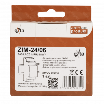 SWITCHED-MODE POWER SUPPLY 24V DC 0,6A TYPE: ZIM-24/06