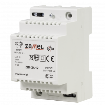 SWITCHED-MODE POWER SUPPLY 24V DC 1,0A TYPE: ZIM-24/12