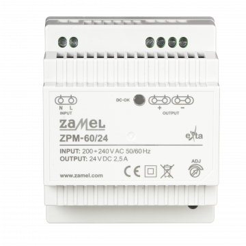 SWITCHED-MODE POWER SUPPLY 24V DC, 60W, TH-35 TYP: ZPM-60/24