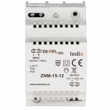 LED power-supply modular 12V DC 15W TYPE: ZNM-15-12