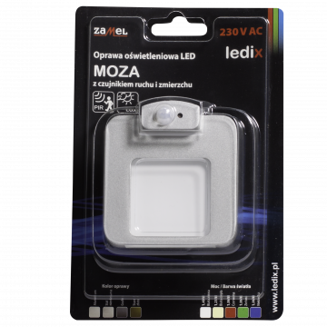 MOZA LED lamp flush mounted 230V AC motion sensor aluminium warm white TYPE: 01-222-12