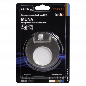 MUNA LED lamp flush mounted 230V AC motion sensor steel warm white TYPE: 02-222-22