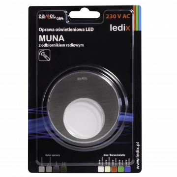 MUNA LED lamp flush mounted 230V AC RF receiver steel cold white TYPE: 02-224-21