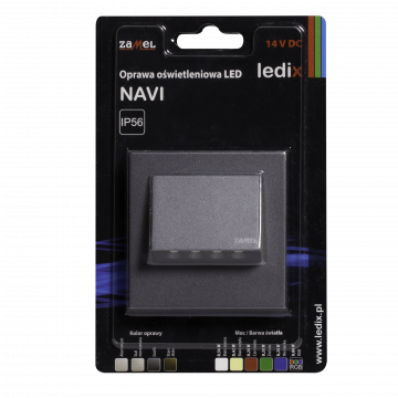 NAVI LED lamp flush mounted 14V DC graphite red with frame TYPE: 11-211-33