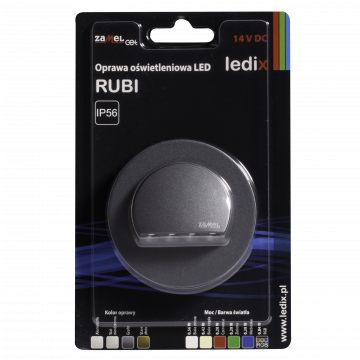 RUBI LED lamp flush mounted 14V DC graphite cold white with frame TYPE: 09-211-31