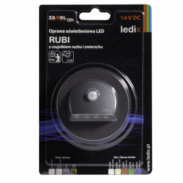 RUBI LED lamp flush mounted 14V DC motion sensor graphite cold white TYPE: 09-212-31