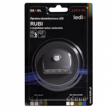 RUBI LED lamp flush mounted 230V AC motion sensor graphite cold white TYPE: 09-222-31