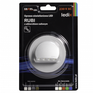RUBI LED lamp flush mounted 230V AC RF receiver aluminium cold white TYPE: 09-224-11