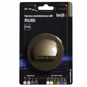 RUBI LED lamp surface mounted 14V DC gold RGB with frame TYPE: 09-111-46