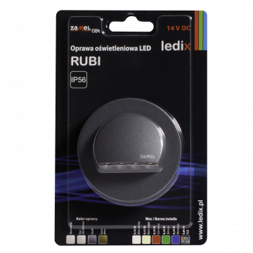 RUBI LED lamp surface mounted 14V DC graphite cold white with frame TYPE: 09-111-31