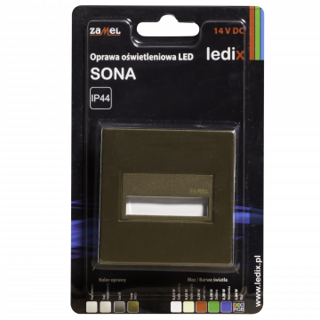 SONA LED lamp surface mounted 14V DC gold cold white square frame TYPE: 14-211-41