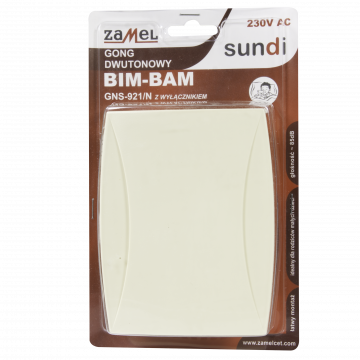 BIM-BAM TWO-TONE 230V CHIME WITH PULL-SWITCH BEIGE TYPE: GNS-921/N-BEZ