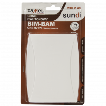BIM-BAM TWO-TONE 230V CHIME WITH PULL-SWITCH WHITE TYPE: GNS-921/N-BIA