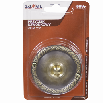 BRASS BELL PUSH WITH ROUND SIDE PLATE 1A/50V TYPE:PDM-231-MOS