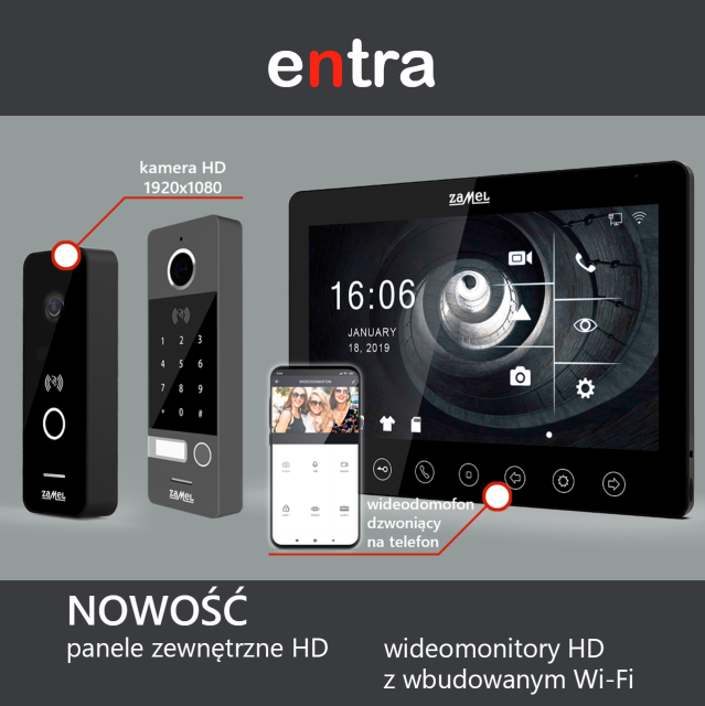 wideodomofon dzwoniący na telefon smart zamel entra