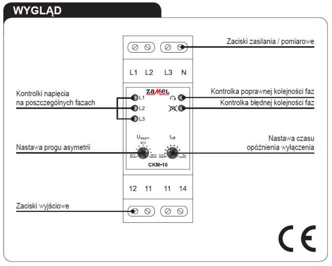 wyglad czujnik kolejnosci faz ckm-10