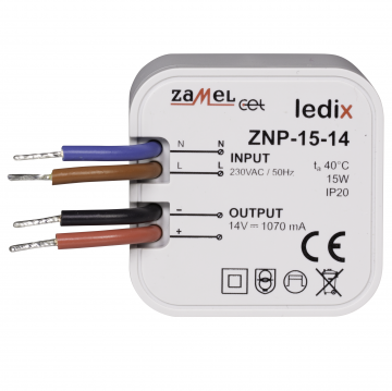 Блок питания LED для коробочного монтажа 14V DC 15W TYP: ZNP-15-14
