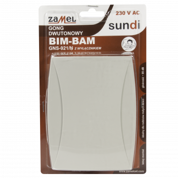 Дзвінок ДВОТОННИЙ BIM-BAM 230 з вимикачем СІРИЙ TYP: GNS-921/N-SER